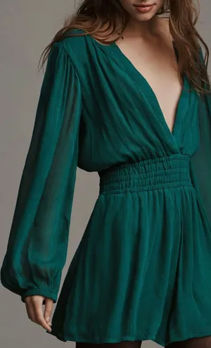Anthropologie The Somerset Deep-V Long Sleeve Romper, Size XS thumbnail 1