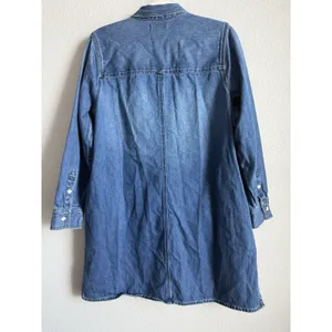 Madewell Denim Popover Shirtdress Large Blue Medium Wash Mini Pocket Minimalist thumbnail 2