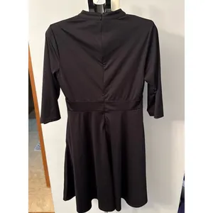 Nmoder Women's black Quarter‎ Sleeve Midi V-Neck Polyester Dress Size XL thumbnail 4