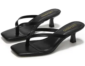 Black Square Toe Kitten Heel Flip Flops Size 6 thumbnail 1