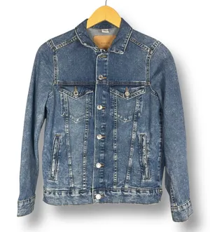 H&M Trucker Jean Jacket Women Size 4 Medium Wash Blue Classic Denim 100% Cotton‎ thumbnail 1