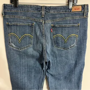 Levis 518 Juniors Size 13 Blue Super Low Stretch Bootcut Jeans Medium Wash‎ thumbnail 12