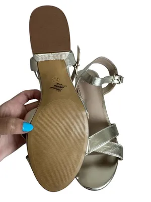 CROWN & IVY Gold Leather Espadrille Rope Heels Sz 6.5 NEW without box thumbnail 5