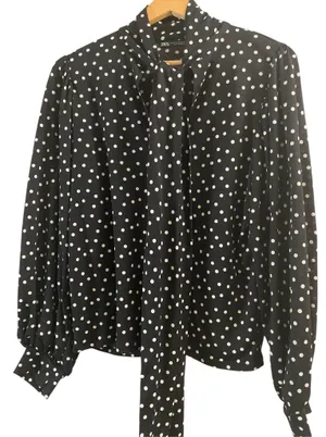 Zara Black and White Polka Dot Blouse  thumbnail 1