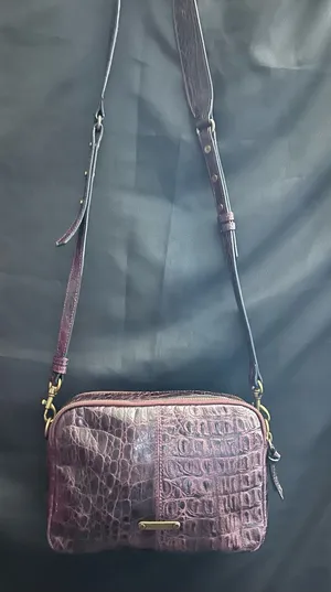 Joelle Hawkins Women’s Croc-Embossed Crossbody Bag Burgundy thumbnail 1