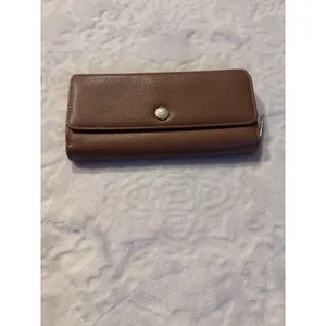 UNISEX HERSCHEL SUPPLY CO. Tan Brown Pebbled Leather RFID Zip Up Thomas Wallet thumbnail 2