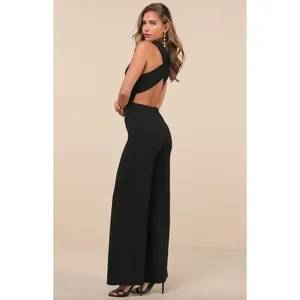 Lulus Thinking Out Loud Black Backless Jumpsuit Formal Cocktail Party Medium NWT thumbnail 4