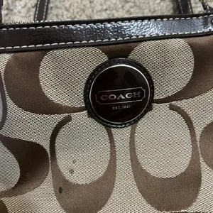 Coach Signature Monogrammed C Canvas Purse Travel Tote Bag Zip Closure thumbnail 4