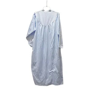 Kay Anna Brushed Back Satin Nightgown L Blue Long Long Sleeve Grandmacore‎ EUC thumbnail 4