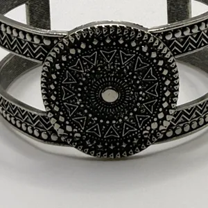 Boho Geometric Wide Cuff‎ Bracelet Adjustable Abstract Silver Tone Hippie Chic thumbnail 8
