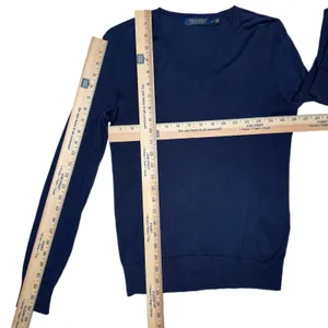Polo Golf Ralph‎ Lauren Sweater V-Neck 100% Cotton Women Small Minimalist Preppy thumbnail 5