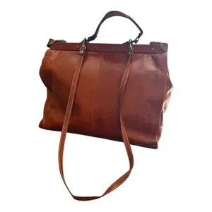 Vintage Brown Leather Frame Satchel Doctor Bag Braided Work Tote Shoulder Bag thumbnail 15