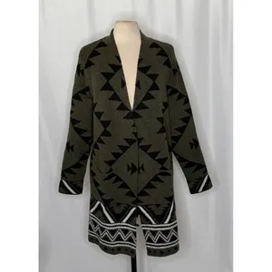NWT!! FRYE Patterned Cozy Cardigan Sweater Burnt Olive Combo Green X-Large thumbnail 2