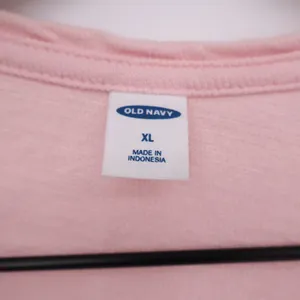 Old Navy Top Womens XL Faux Wrap Side Tie Pink Slub Cotton Short Sleeve VGUC thumbnail 2