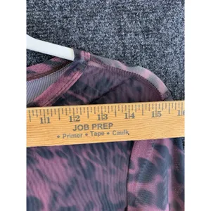 Missguided Mesh Maxi Dress Size S Pink Animal Print Henley Button Long Sleeve thumbnail 8