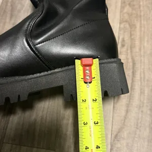 Amazon Black Chunky Vegan Leather knee high boots thumbnail 4