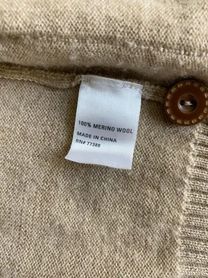 Wallace 100% Merino Wool Tan Button Front Cardigan Pockets thumbnail 7
