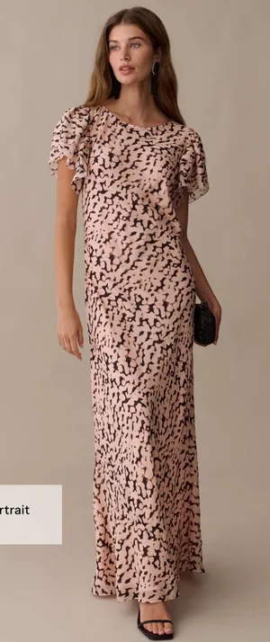 NWT Few Moda Leonor Silk Dress size Medium M pink animal print flutter o.p.t thumbnail 1