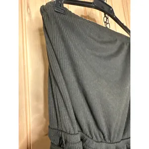 NWT Lulus Leisurely Moments Black Ribbed Knit Strapless Lounge Romper Casual M thumbnail 4
