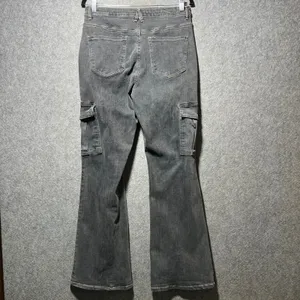 Forever‎ 21 Premium Womens High Rise Flare Cargo Jeans Washed Black Size 30 thumbnail 6