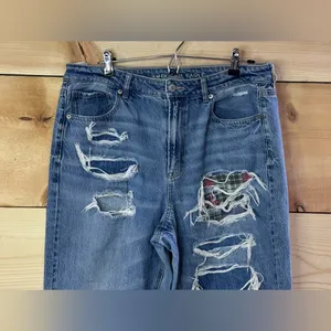 American Eagle Patchwork Mom Straight Jeans thumbnail 3