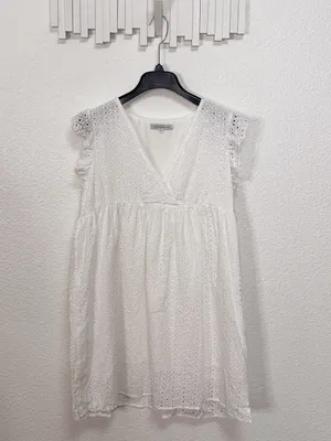 Miss Sparkling White Eyelet Embroidered Ruffle Sleeve Babydoll Mini Dress thumbnail 2