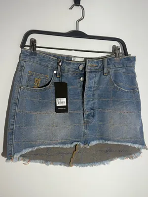 NWT Free People One Teaspoon Junkyard Low Waist Mini Denim Skirt - Tropical Blue thumbnail 6