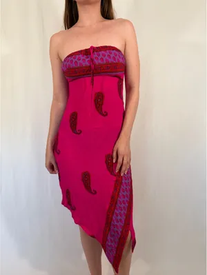 Strapless Paisley Mermaid Beach Summer Midi Dress thumbnail 2