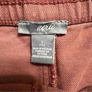 Rust Brown Elastic Waist Raw Hem Drawstring Pull On Shorts Size Small 4338 thumbnail 4