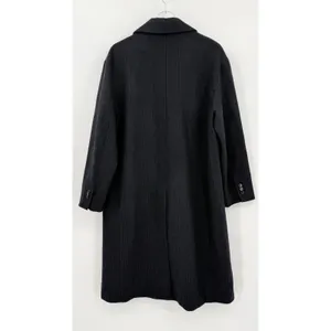 MANGO Double Breasted Pinstripe Long Wool Blend Coat Navy Dark Grey Women’s XXL thumbnail 6