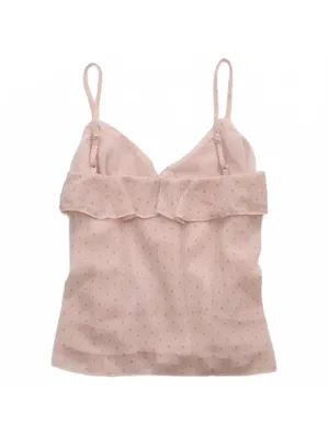 AE Ruffle Cami Tank Top American Eagle NWT Light Pink Medium thumbnail 2
