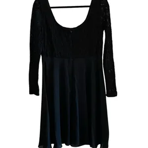 Vintage 90s black lace Chiffon sheer overlay babydoll dress Grunge Emo LBD Goth thumbnail 7