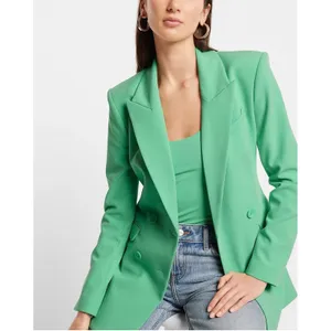 Express Double Breasted Blazer Women 10 Bright Green Longline Career Chic thumbnail 4