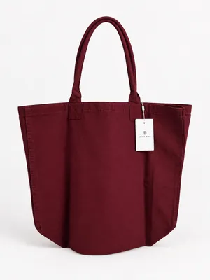 NWT ANINE BING Leo Canvas Tote Collegiate Fig Burgundy Bag thumbnail 2