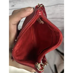 Coach Red Leather Wristlet Wallet Bow Accent Zip Closure Wrist Strap thumbnail 3