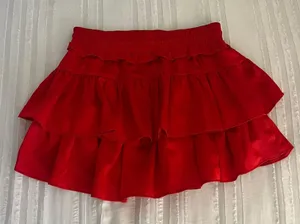 I Just Have to Have It Red Ruffle Mini Skirt thumbnail 2