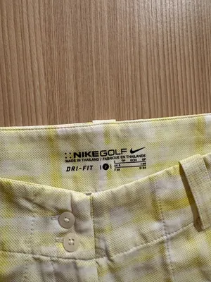 Nike Golf Shorts Size 2 Yellow and White Plaid Dri-Fit Polyester Zip Fly Pockets thumbnail 2
