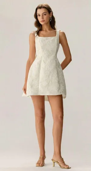 Rihoas White Textured Bowknot Slip Mini Dresses Size XS thumbnail 1