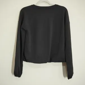 Cable & Gauge Black Bubble Hem Sweatshirt Cropped Modal Blend Loungewear Casual thumbnail 5