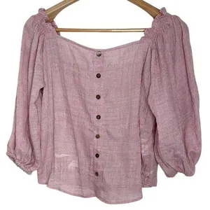 Hutch Anthropologie Azalea Puff Sleeve Blouse Shirt Buttons Cottagecore Size XL thumbnail 1