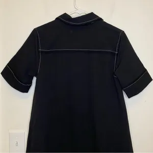 GANNI NEW Sable Topstitch Crepe Swing Button Front Mini Dress Black Sz 36 SNAGS thumbnail 13