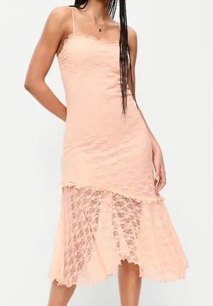 Old Navy Lace Orange Midi Dress thumbnail 1