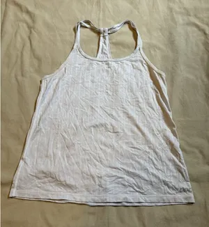 Lorna Jane Women's White Striped Workout Tank Top Size L Yoga thumbnail 1