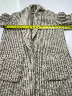 LOFT Wool Silk Blend Beige Chunky Open-Front Cardigan Size Small thumbnail 3