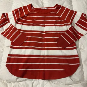 Pink Clover Red and White Valencia Curved Hem Striped Knit Top - NWOT - Size XL thumbnail 3