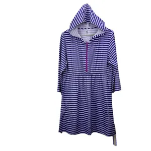 Title Nine 3/4 Sleeve Purple Striped 1/2‎ Zip Hooded Athleisure Dress Pockets XL thumbnail 4