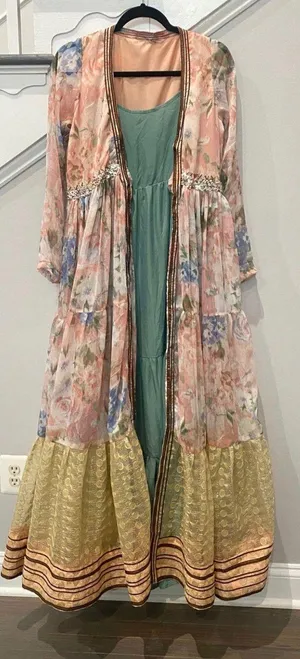 Indian pakistani double part plunge strappy maxi dress thumbnail 8