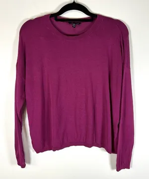 Eileen Fisher 100% Organic Linen Women's Purple Long Sleeve Sweater Size‎ Large thumbnail 1
