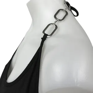 I.AM.GIA Halley Black Halter Tie Scoop Neck Chain Mini Bodycon Dress Size M thumbnail 6