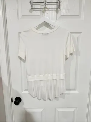 Banana Republic White Cotton Pleated Back Top Quiet Luxury Minimalist XS thumbnail 6